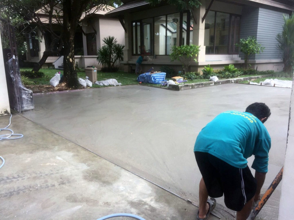 Stamped concrete driveway